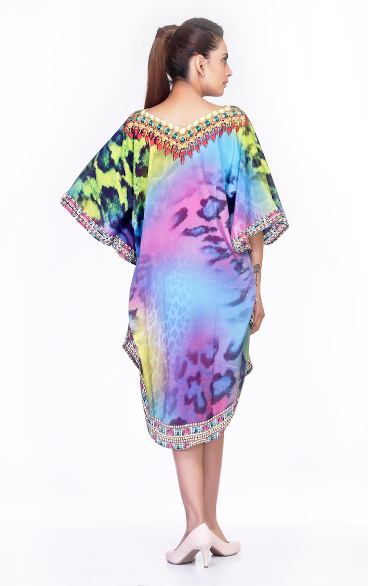 KNEE LENGTH BLUE TONE DIGITAL PRINT CAFTAN