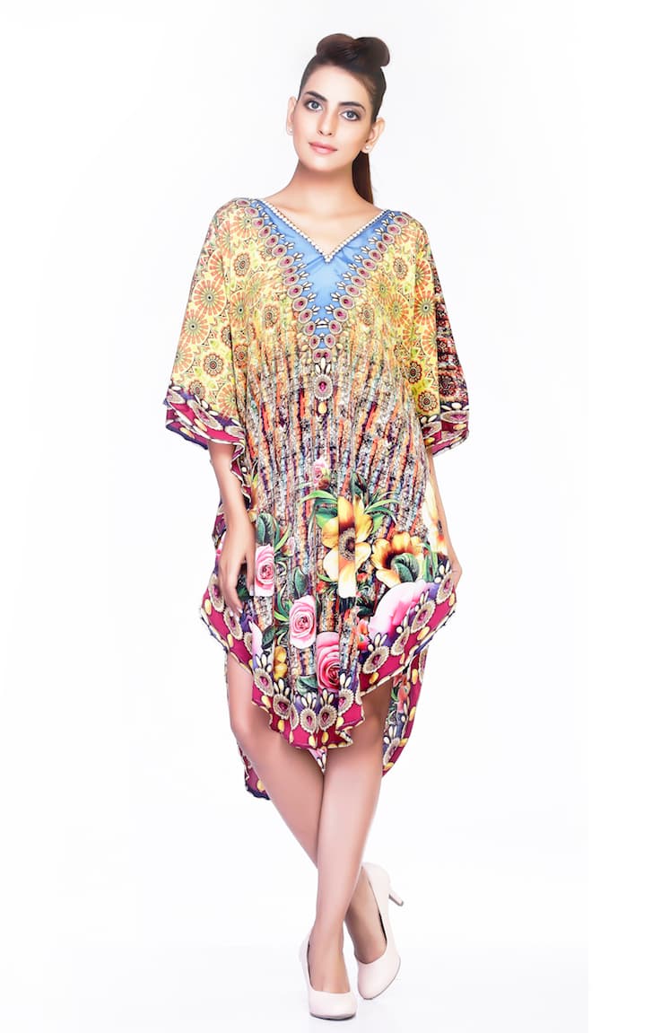 FLORAL PRINTED KNEE LENGTH CAFTAN