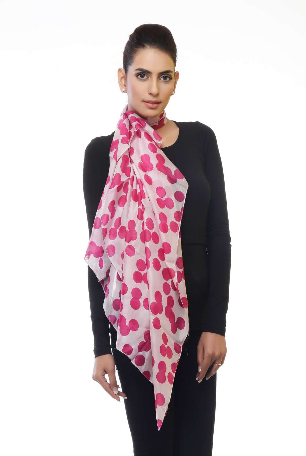 DOTS PRINT SILK SCARF
