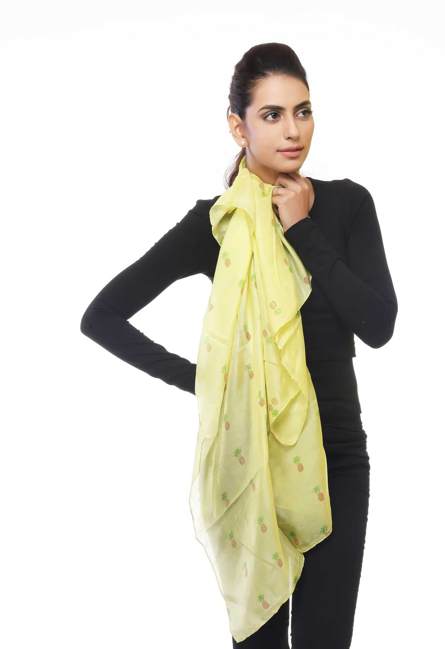 PINEAPPLE PRINT SILK SCARF