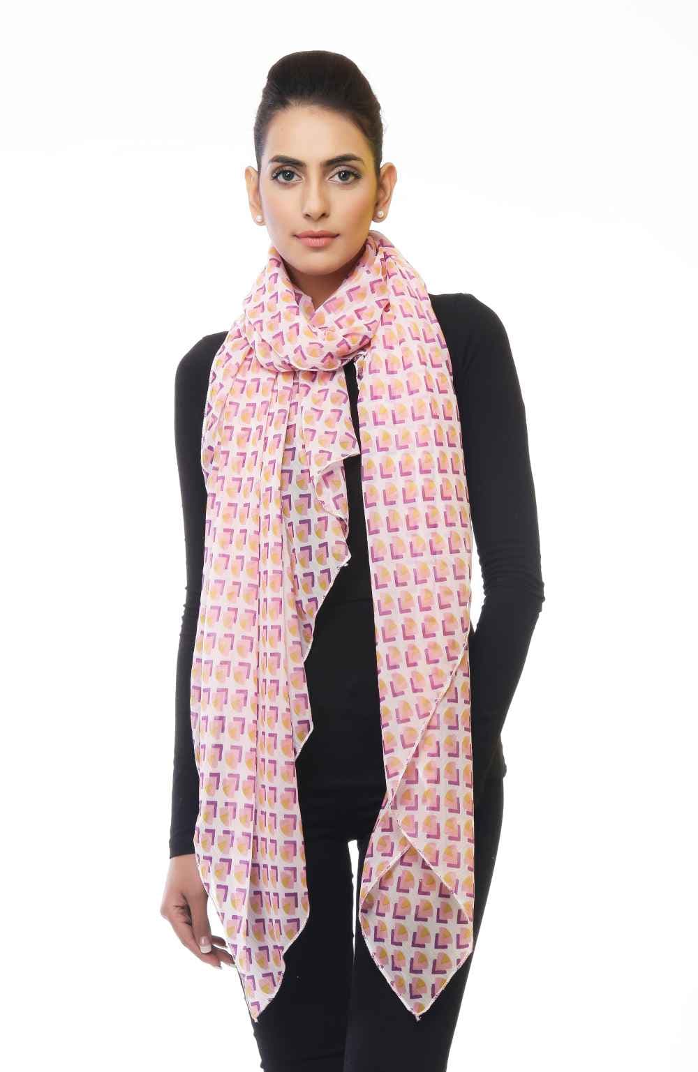 PINK COLOR PRINTED GEORGETTE SCARF