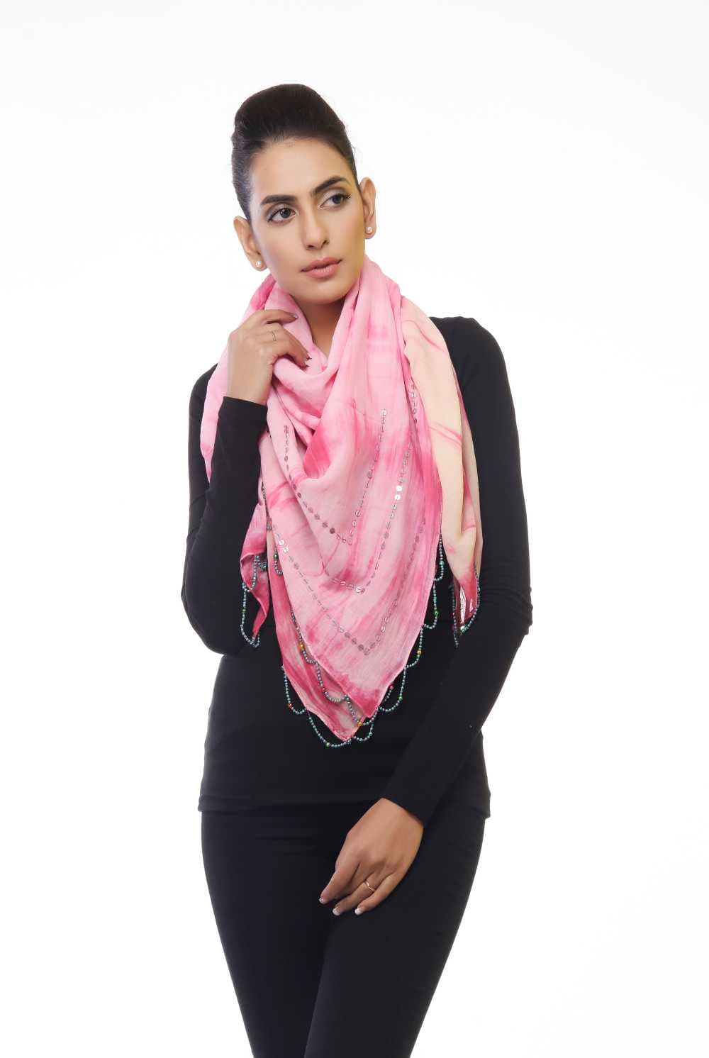 TIE DYE SEQUINS SQUARE SCARF