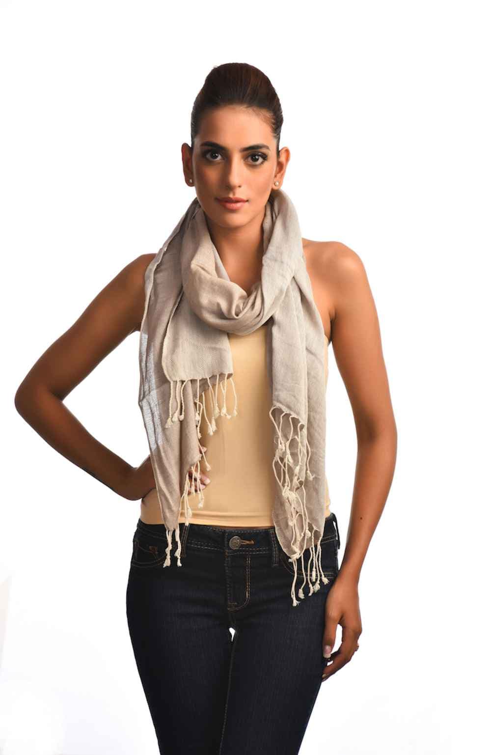 HAND DYED BEIGE SCARF