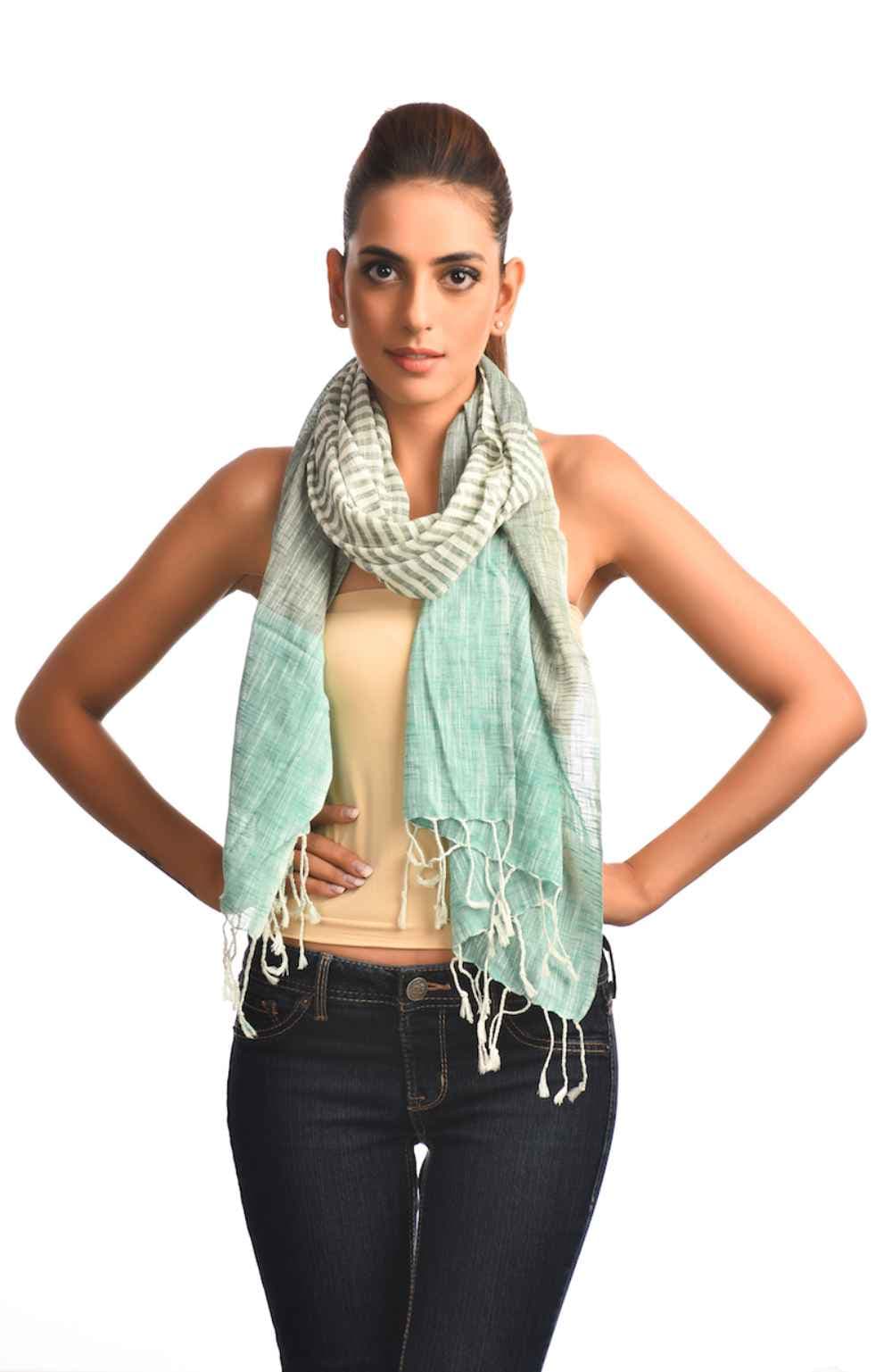 HAND WOVEN VISCOSE STRIPE SCARF