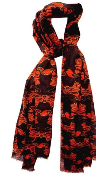 BUTTERFLY PRINT VISCOSE SCARF.