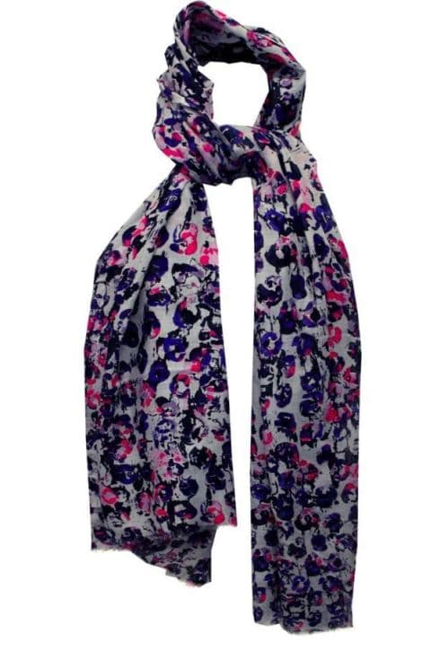 GREY BASE WITH MULTI COLOR PRINT VISCOSE SCARF
