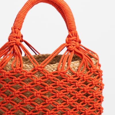 JASMINE COTTON CROCHET AND JUTE BUCKET BAG MINT