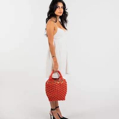 JASMINE COTTON CROCHET AND JUTE BUCKET BAG MINT