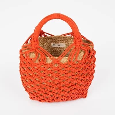 JASMINE COTTON CROCHET AND JUTE BUCKET BAG MINT