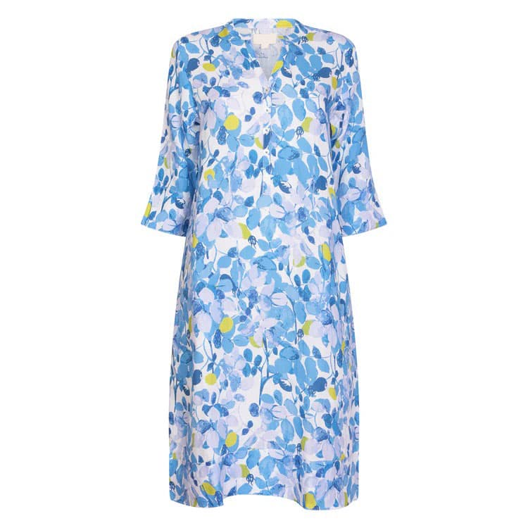GREEN PLUM MIDI DRESS LINEN BLUE