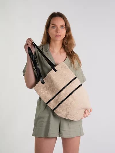 WOVEN COTTON SHOPPER BAG