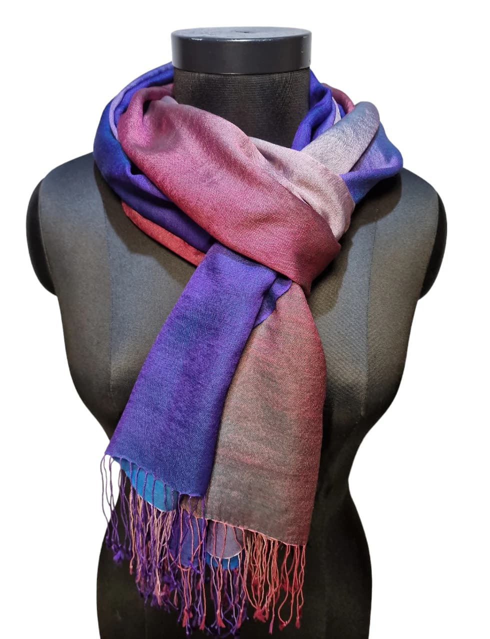 DUSTY BUT COLORFUL SCARF IN CASHMERE AND MULBERRY SILK