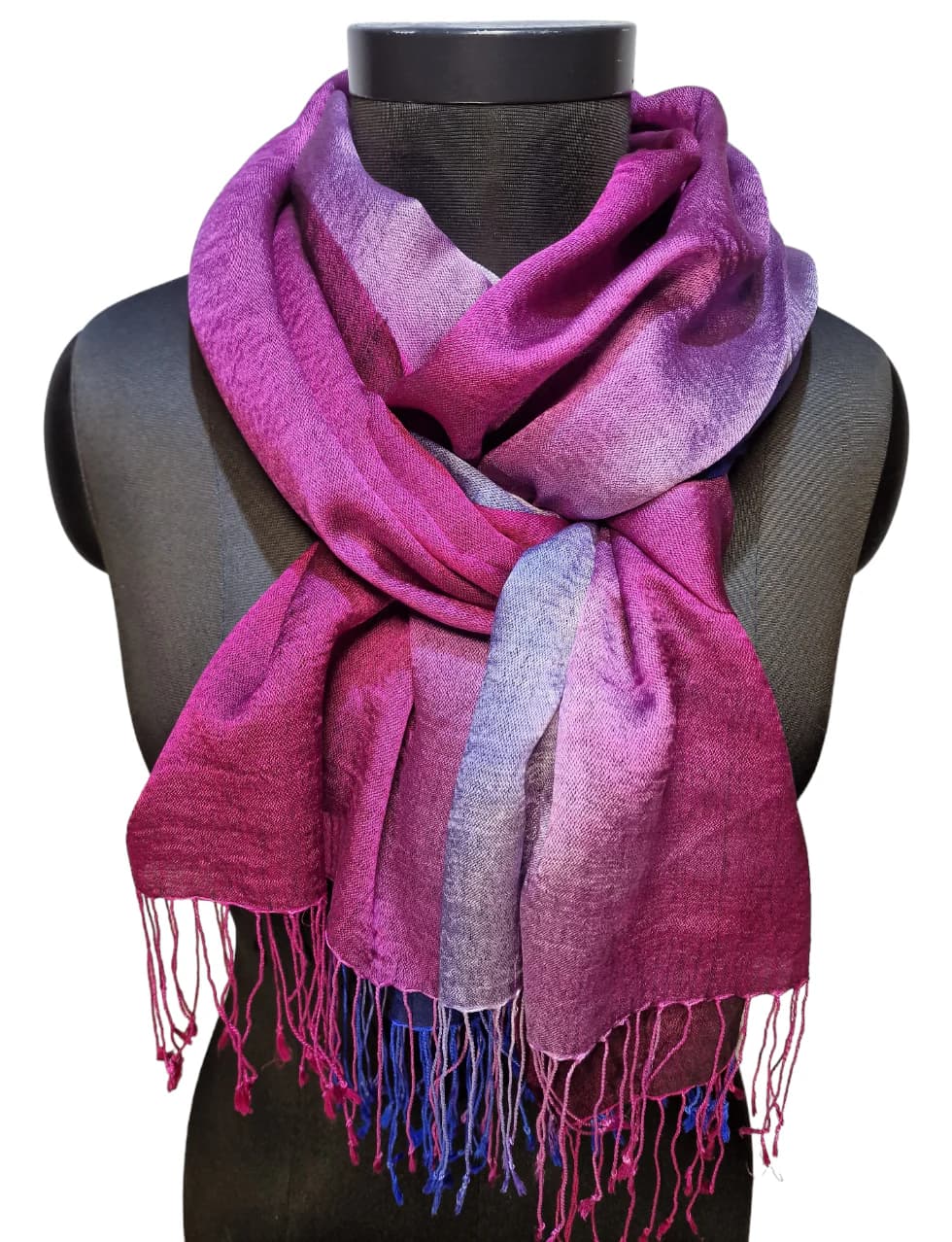 VIBRANT, BRIGHTLY COLORED SCARF IN CASHMERE AND MULBERRY SILK