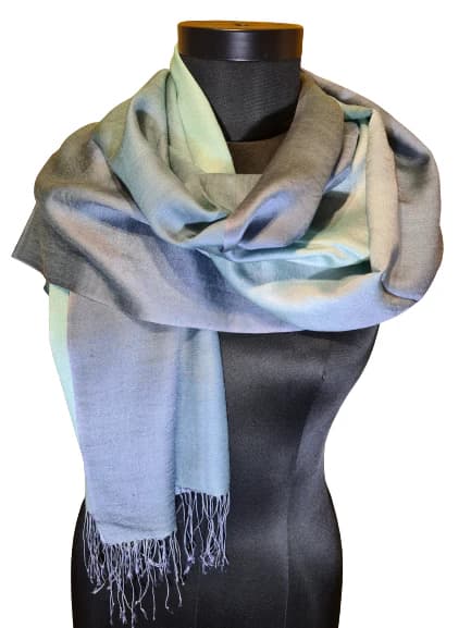 GREY, PETROL AND SLATE COLORED CASHMERE AND SILK SCARVES