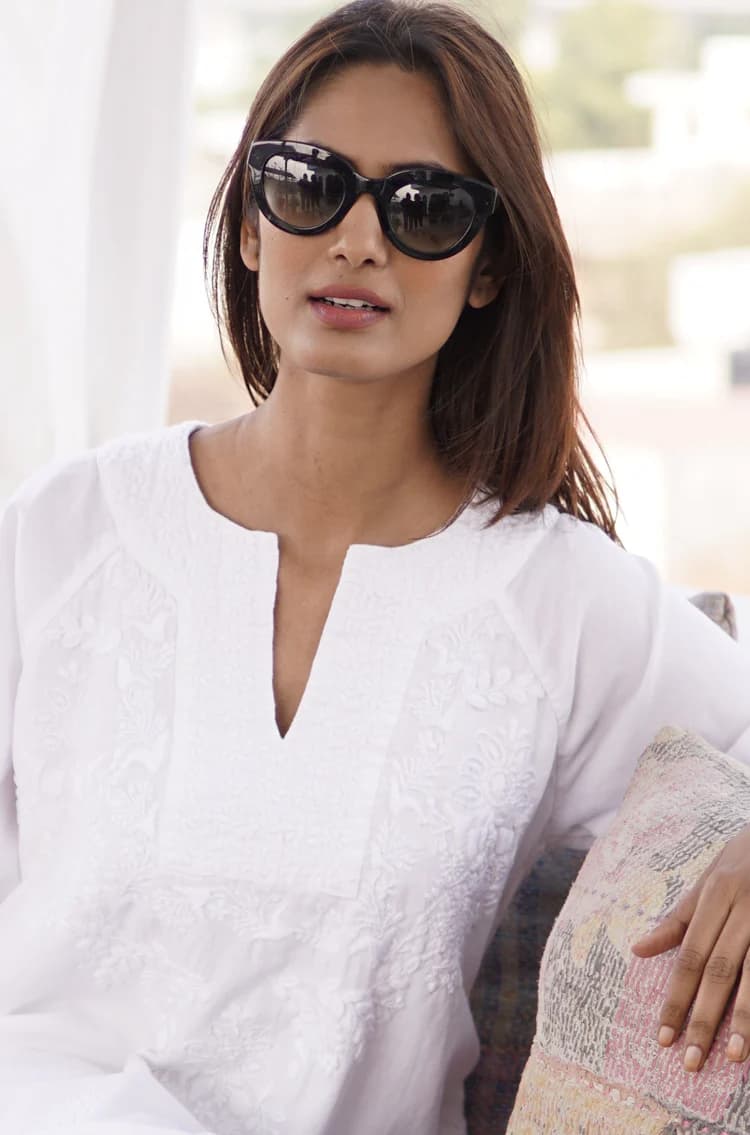 WHITE HAND EMBROIDERED,  HANDMADE BEACH COVERUP