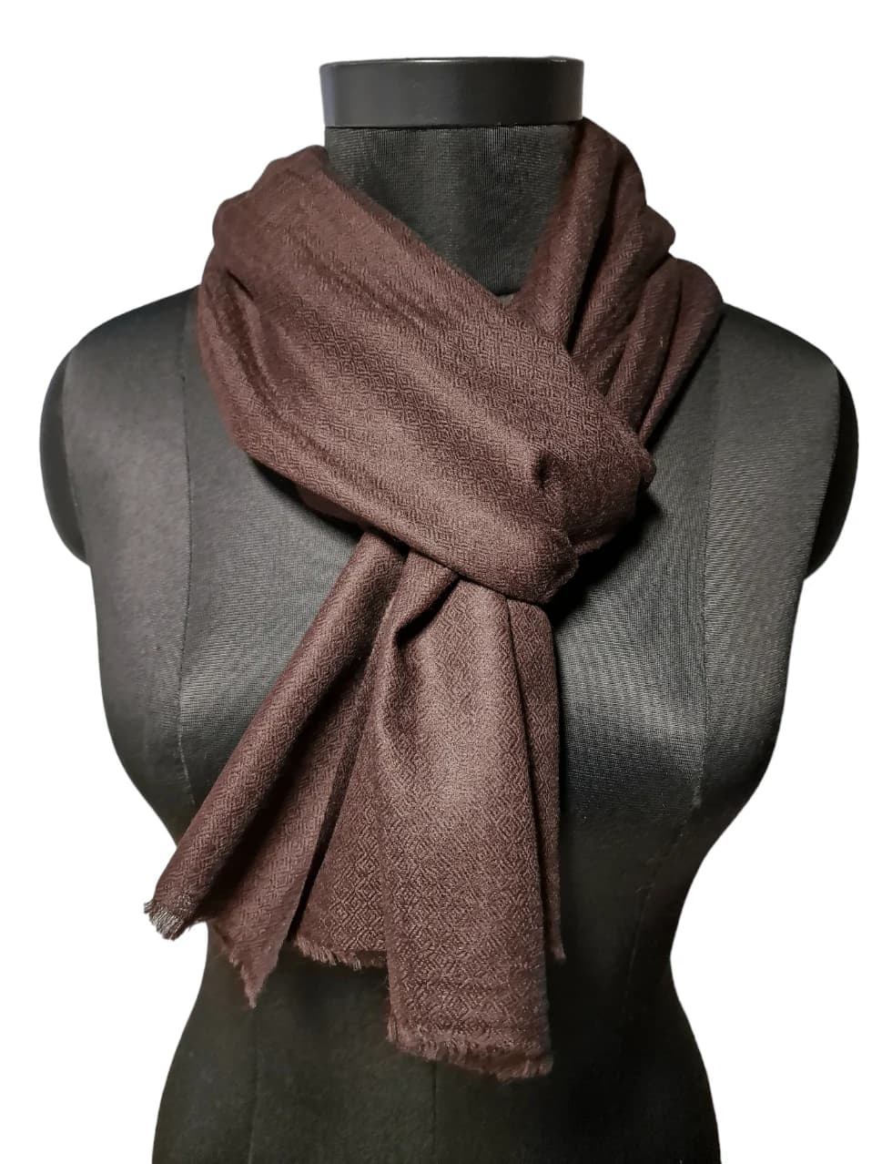 SUPER LIGHT NARROW BROWN CASHMERE SCARF