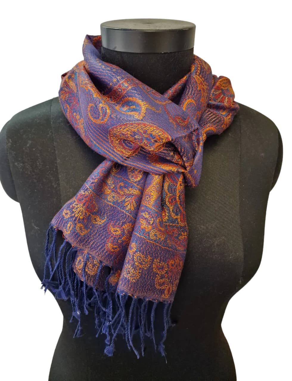 DEEP PLUM AND GOLDEN SILK SCARF