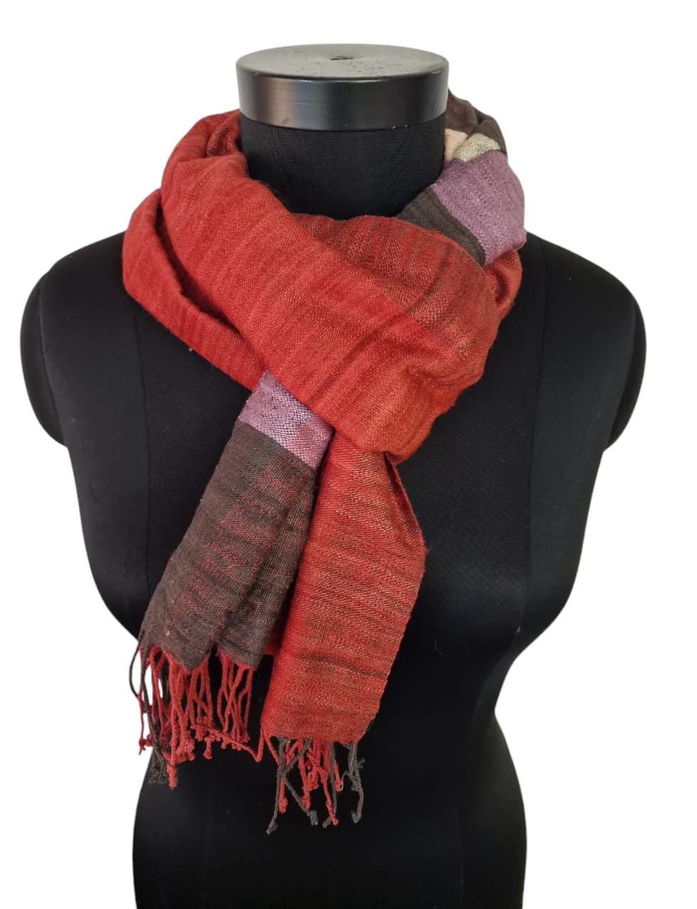 HANDMADE SILK SCARF IN WARM COLORS