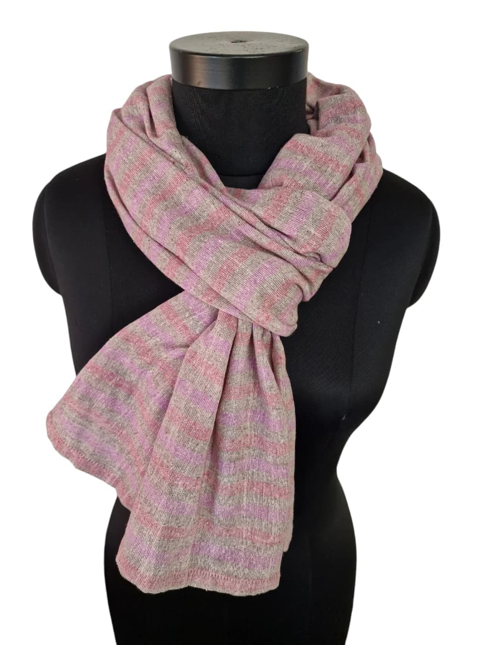 HANDMADE SILK SCARF WITH SOFT STRIPES