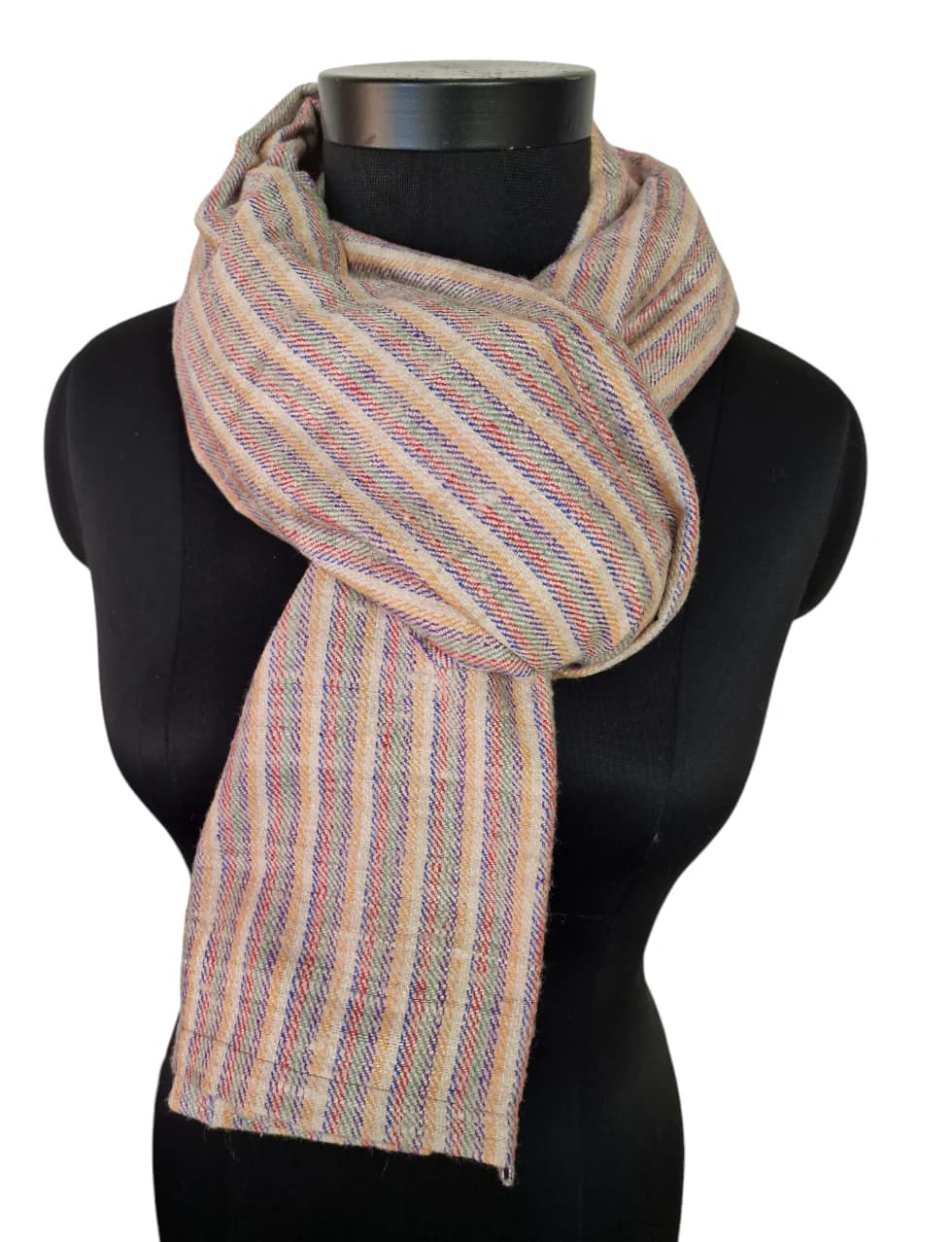 LONG STRIPED HANDMADE SILK SCARF