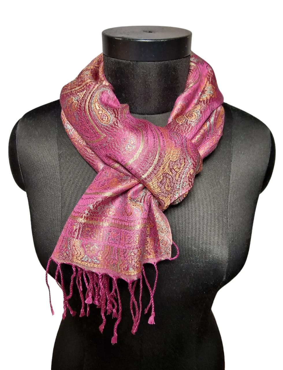 PINK SILK SCARF WITH CALM DETAILS