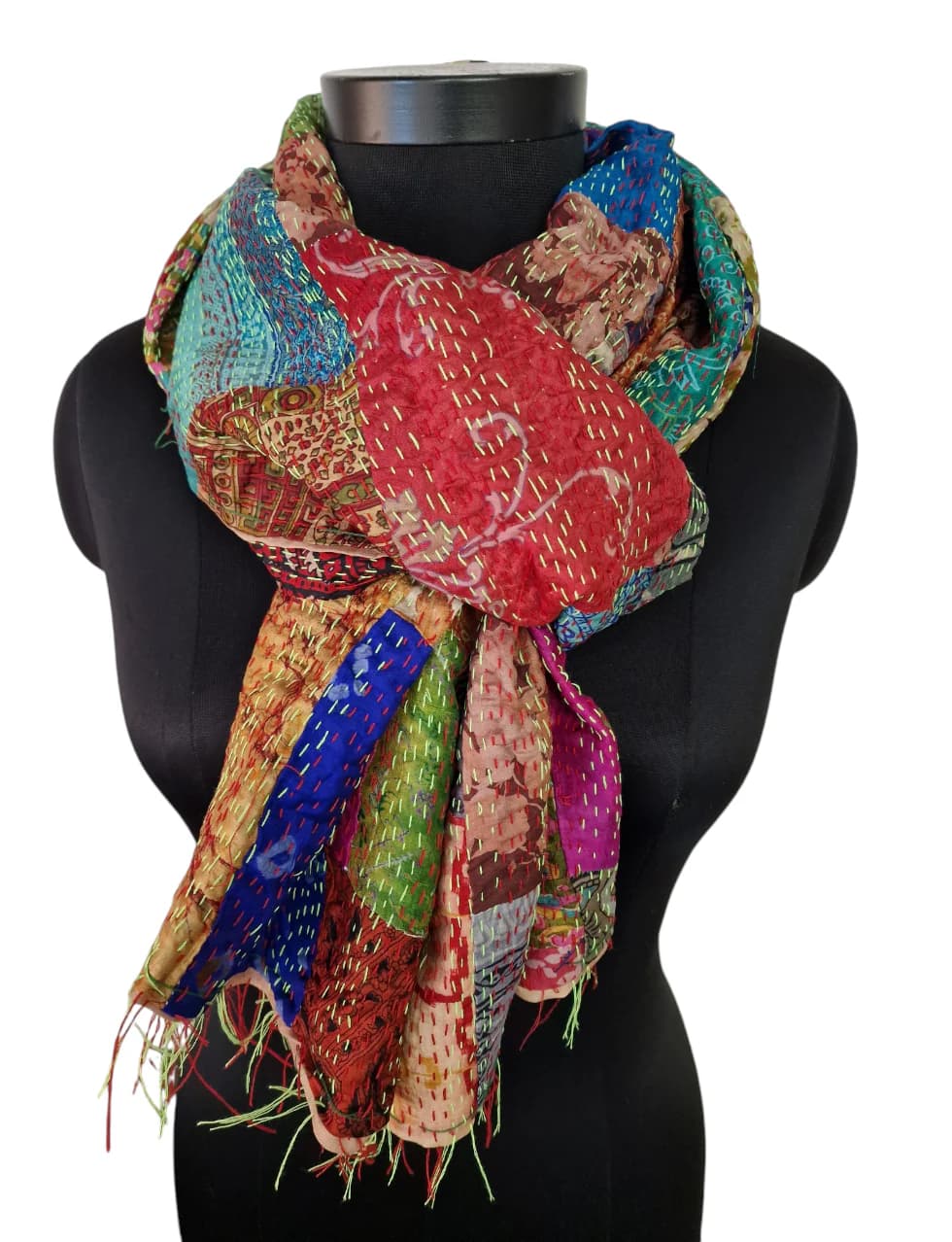 SMASHING HAND EMBROIDERED SILK SCARF FROM WEST BENGAL