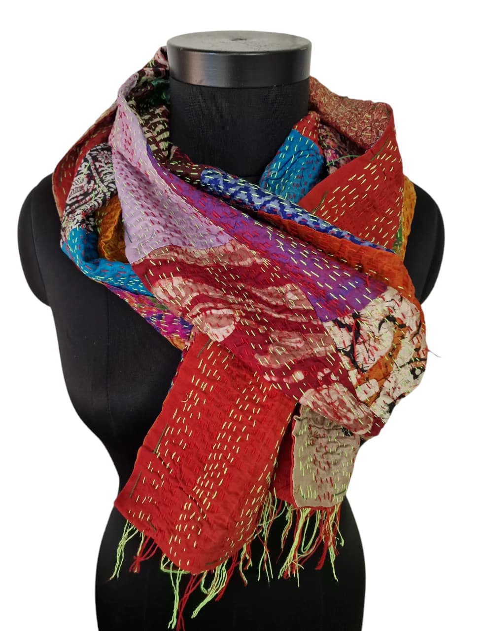 TWO-SIDED SILK SCARF WITH TWO VERY DIFFERENT SIDES