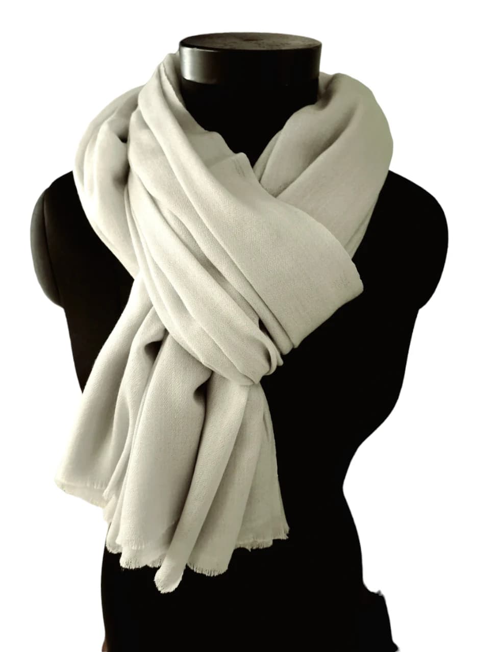 LARGE LIGHT GRAY CASHMERE SHAWL