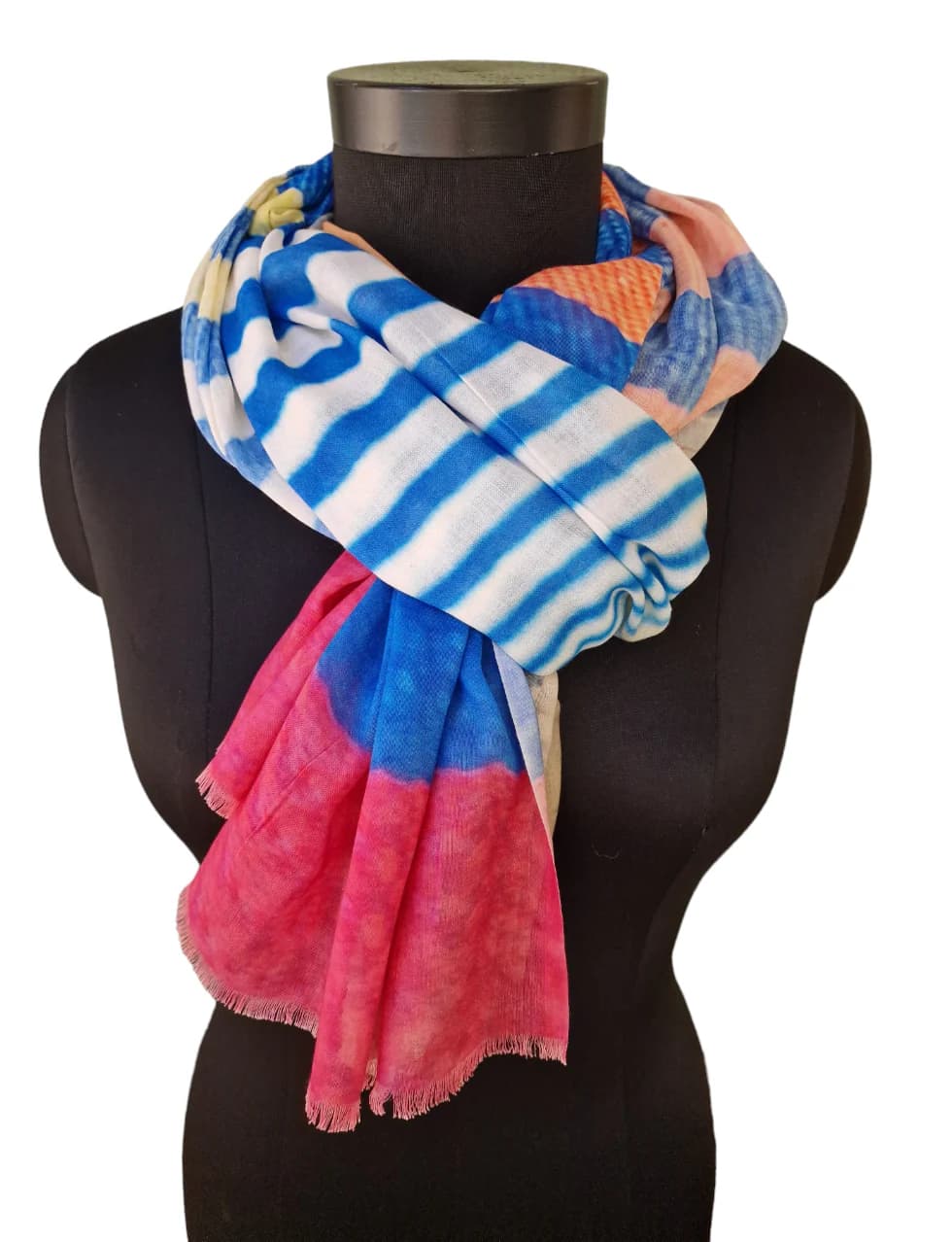 COTTON SILK SCARF CALLED "STRIPES ON THE BEACH"