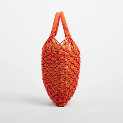 JASMINE COTTON CROCHET AND JUTE BUCKET BAG MINT