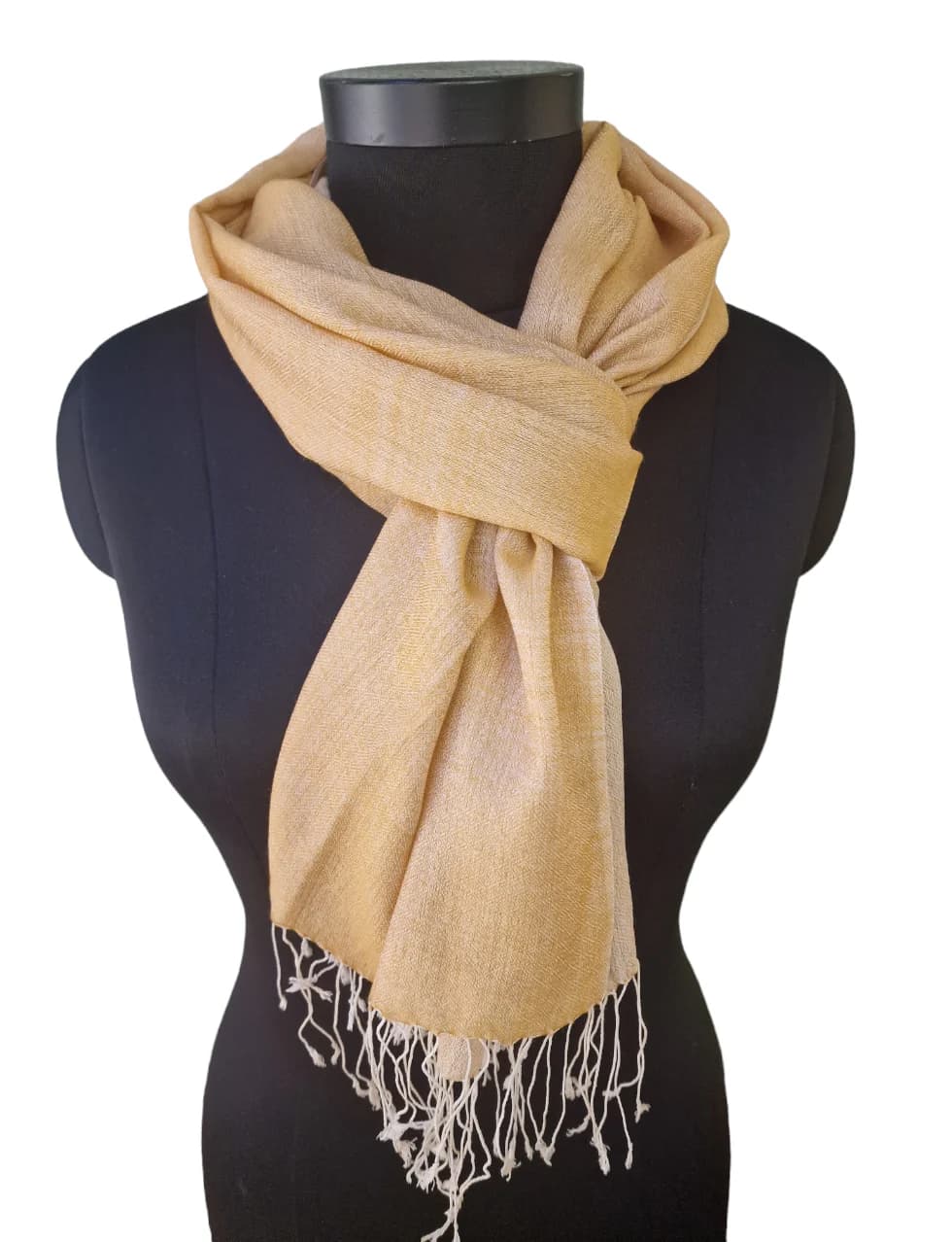 CASHMERE AND SILK SCARF WARM YELLOW AND WHITE