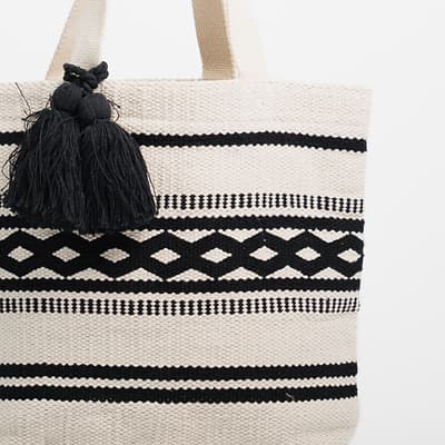 COTTON TOTE BAG WITH TASSEL