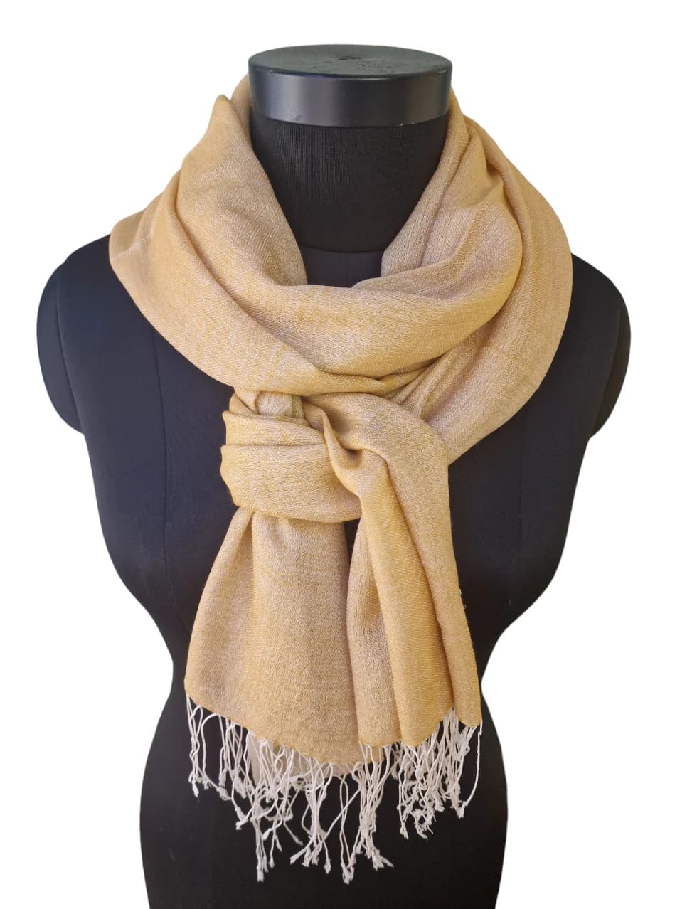 CASHMERE AND SILK SCARF WARM YELLOW AND WHITE