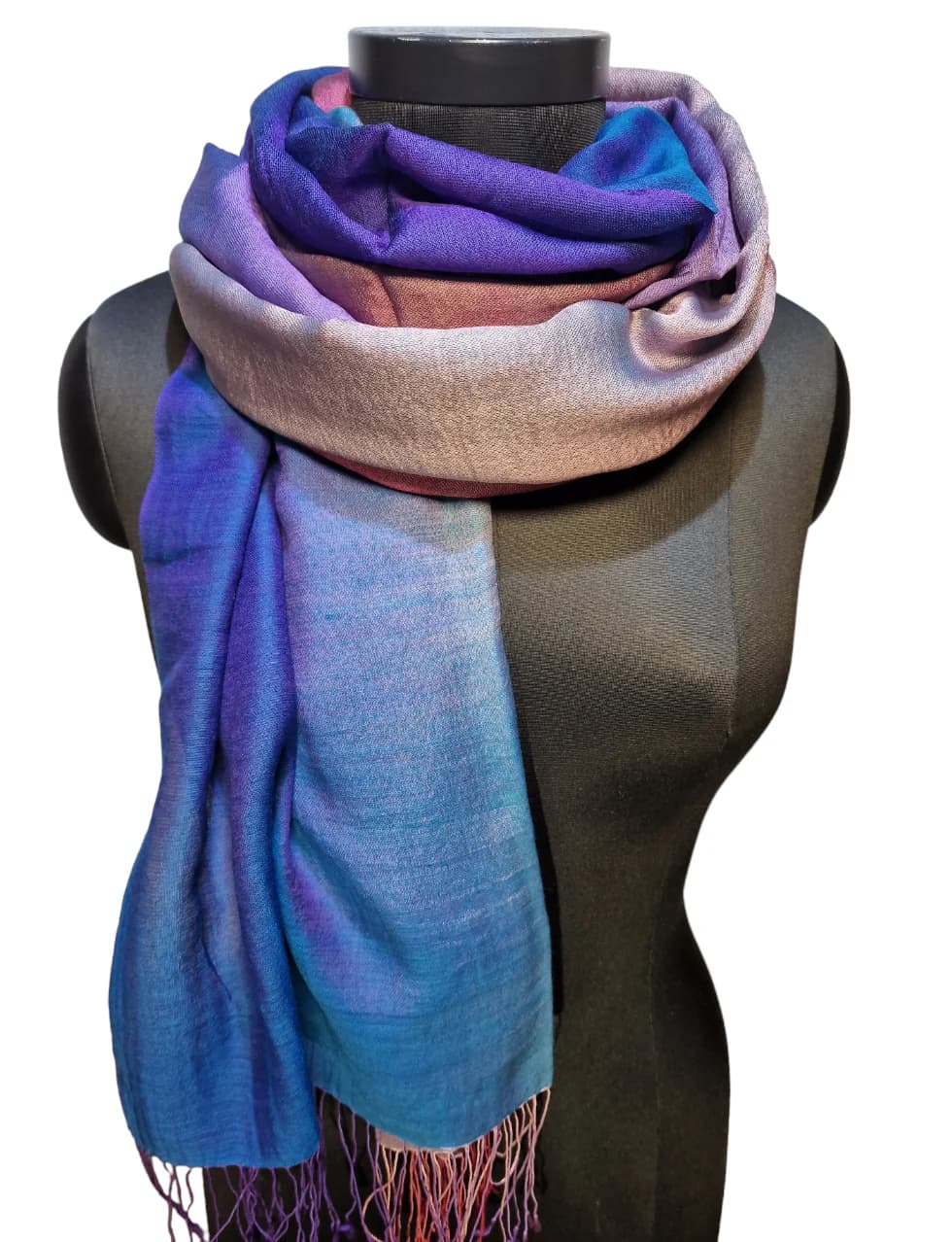 DUSTY BUT COLORFUL SCARF IN CASHMERE AND MULBERRY SILK