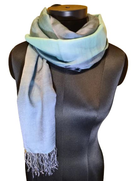 GREY, PETROL AND SLATE COLORED CASHMERE AND SILK SCARVES