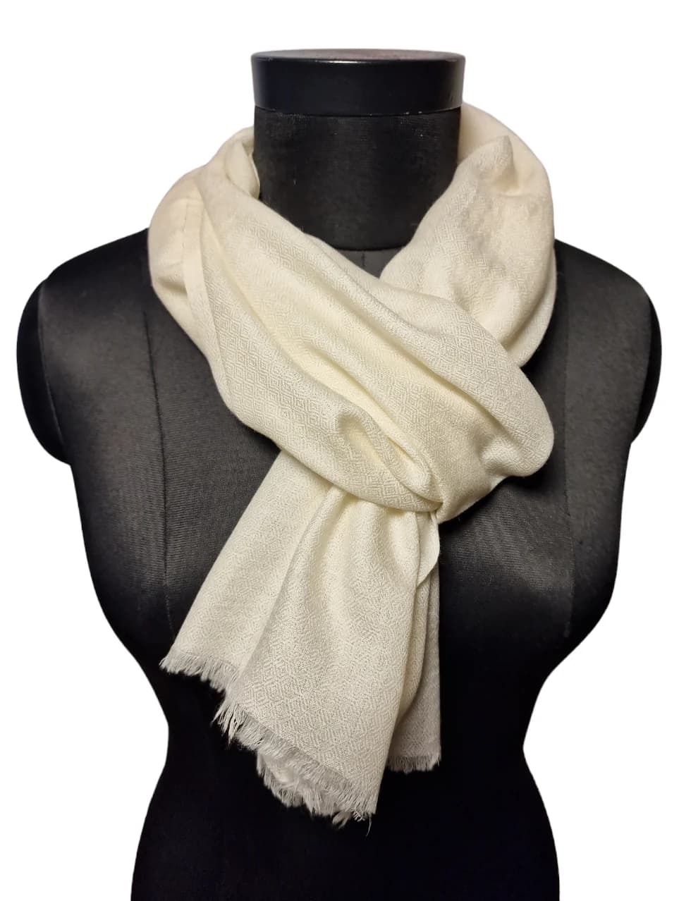 NARRROW OFF-WHITE CASHMERE SCARF