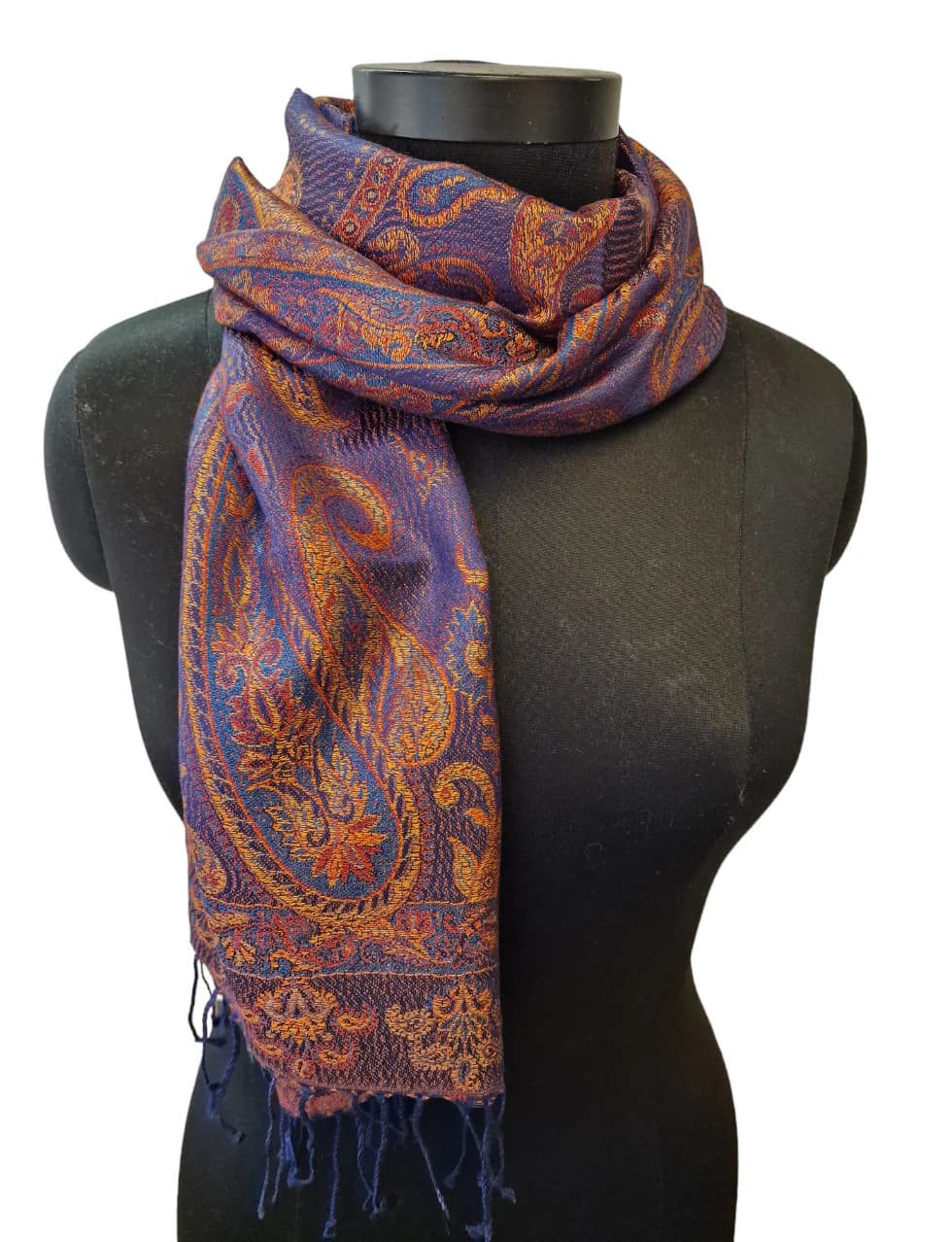 DEEP PLUM AND GOLDEN SILK SCARF