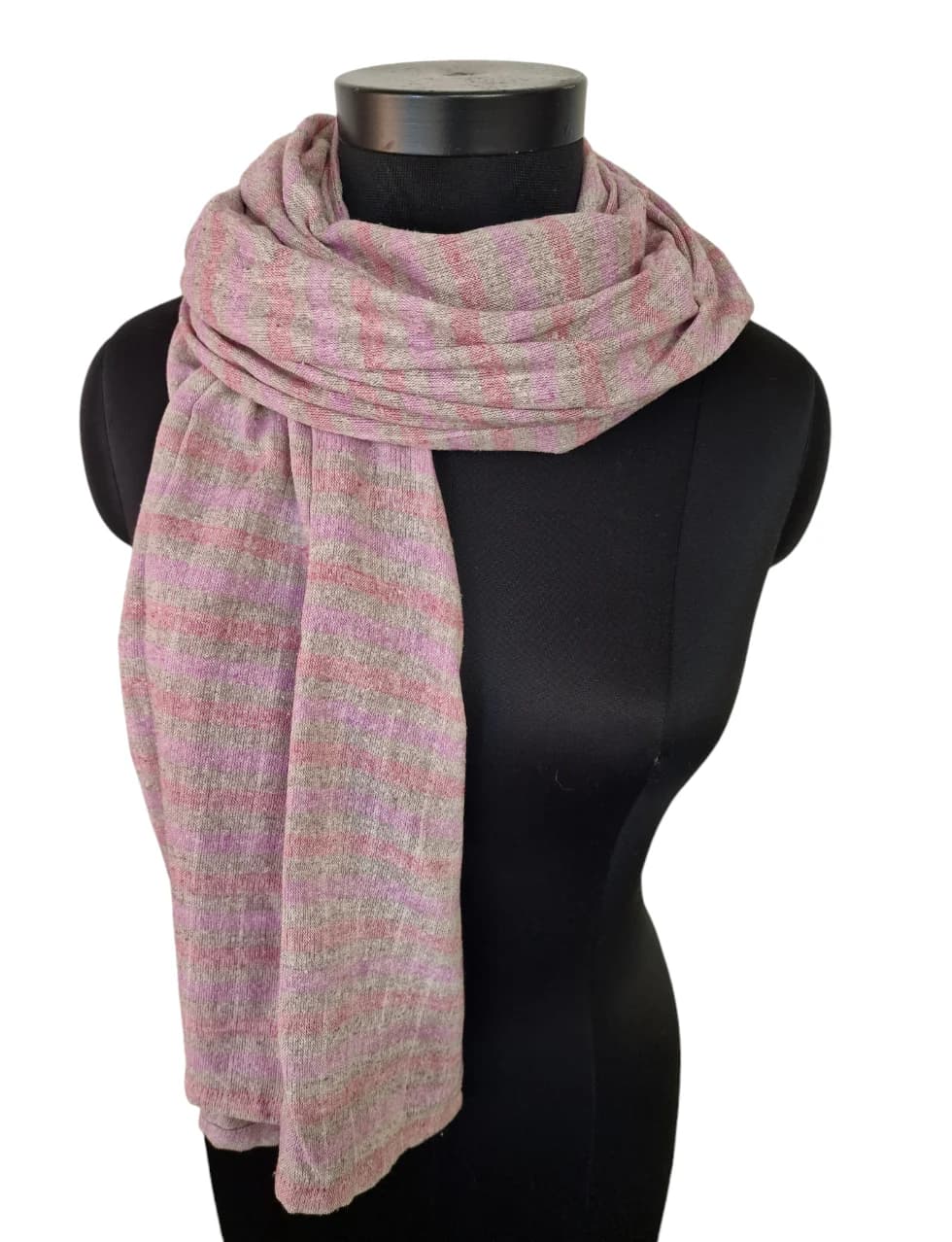 HANDMADE SILK SCARF WITH SOFT STRIPES