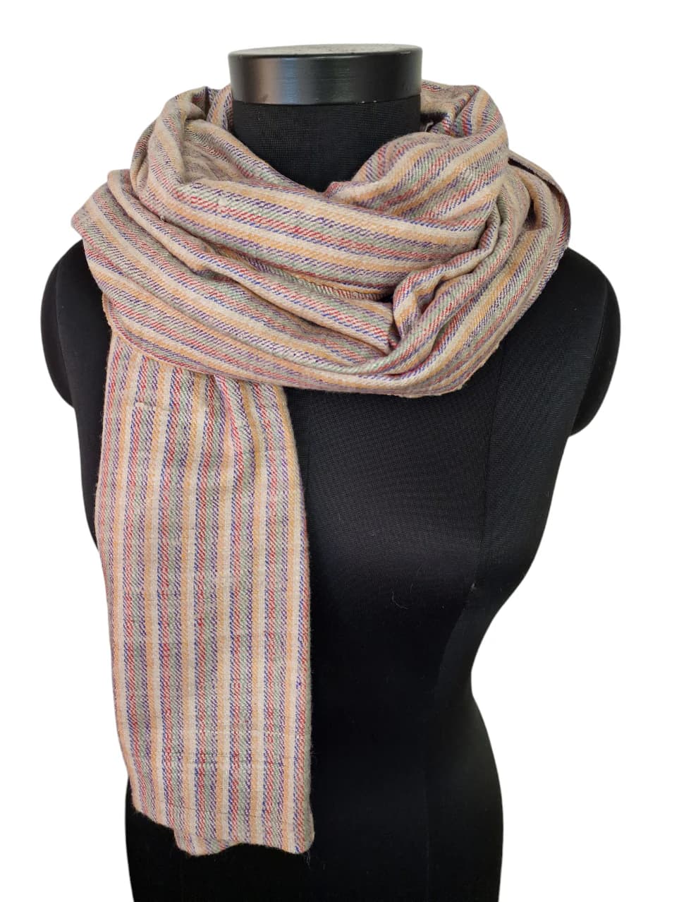LONG STRIPED HANDMADE SILK SCARF