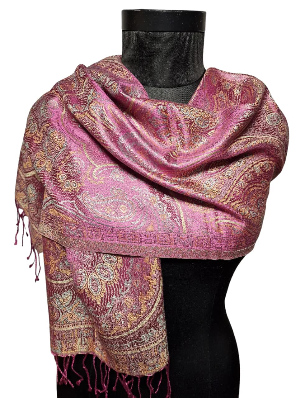 PINK SILK SCARF WITH CALM DETAILS