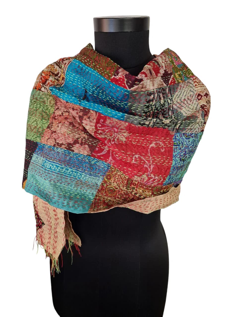 SMASHING HAND EMBROIDERED SILK SCARF FROM WEST BENGAL