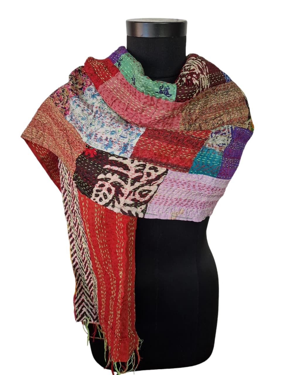 TWO-SIDED SILK SCARF WITH TWO VERY DIFFERENT SIDES