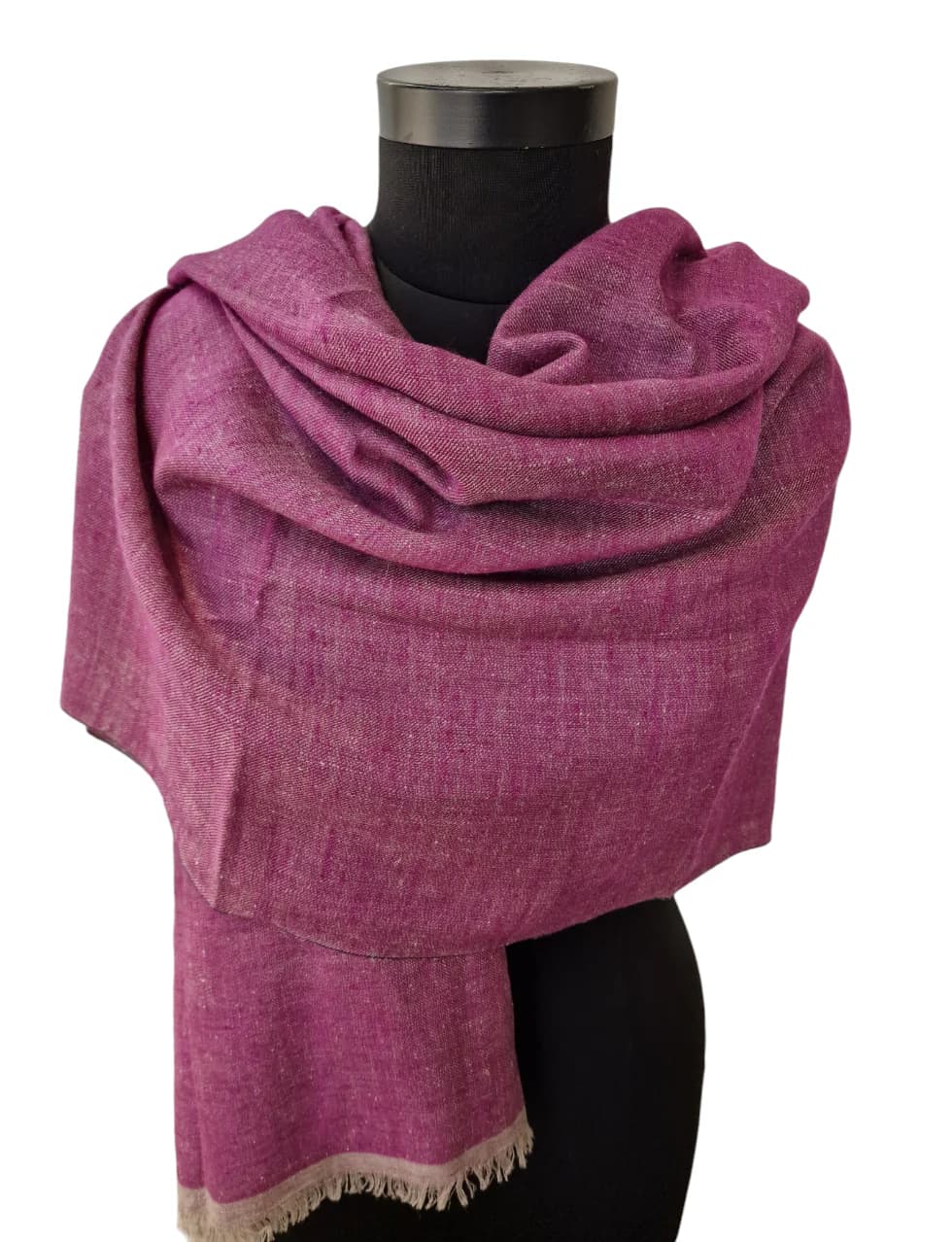 RASPBERRY AND SILVER GRAY TWO-SIDED PASHMINA SHAWL