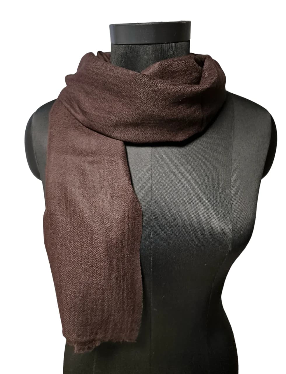 SUPER LIGHT NARROW BROWN CASHMERE SCARF