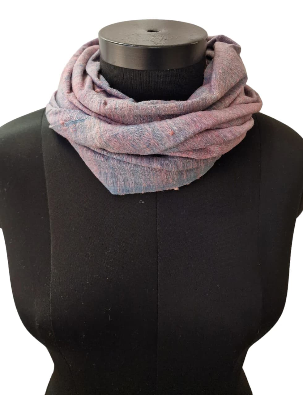 PINK AND GREY- BLUE HAND- DYED SILK SCARF