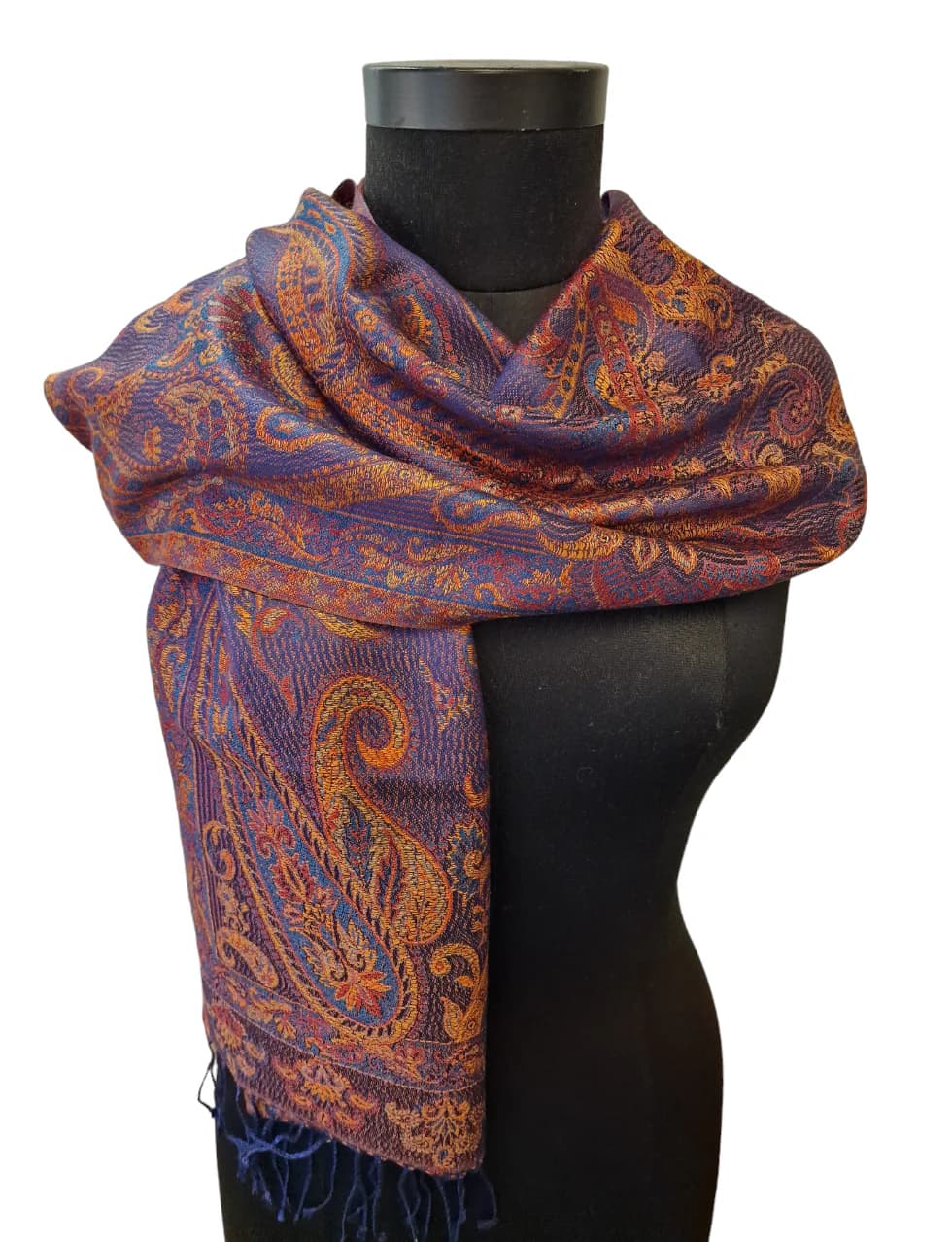 DEEP PLUM AND GOLDEN SILK SCARF