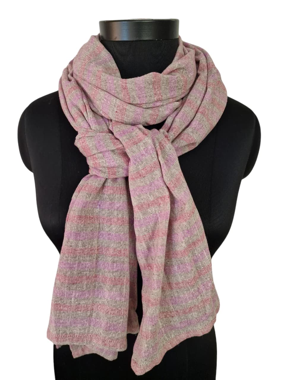 HANDMADE SILK SCARF WITH SOFT STRIPES
