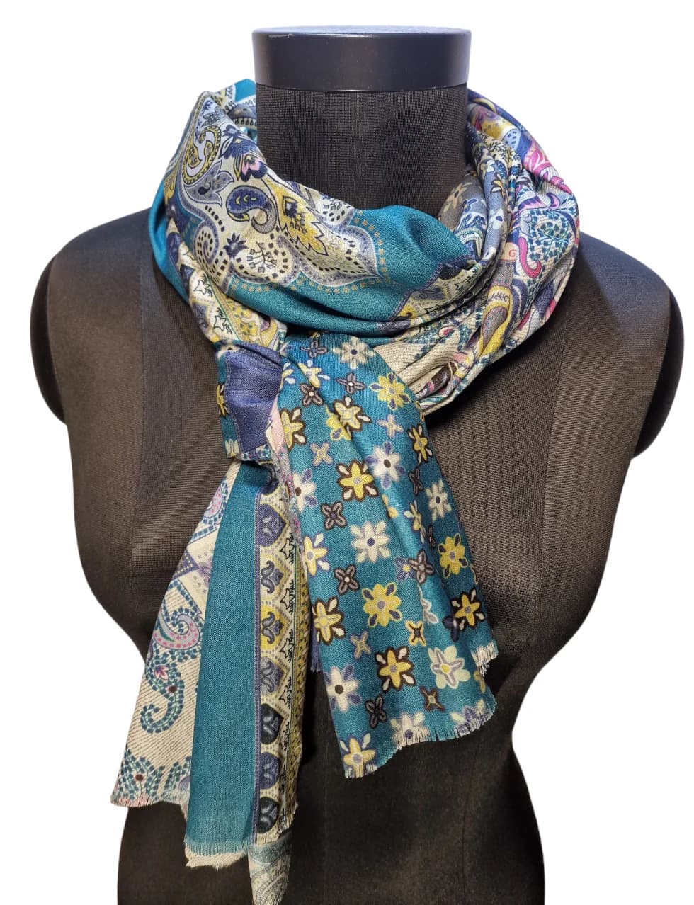 CRACKED SILK SCARF IN COLD COLORS