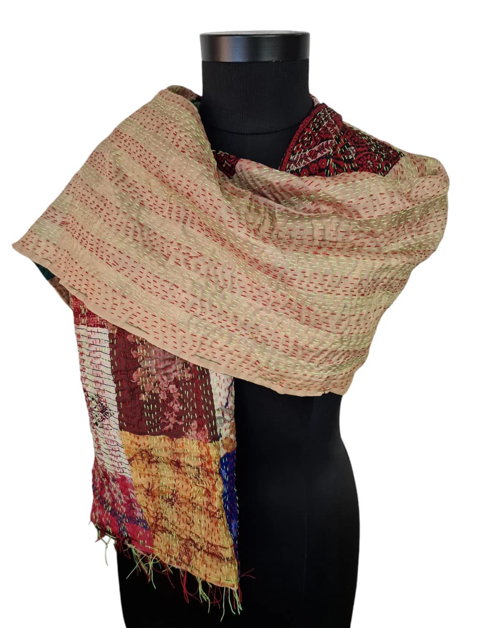 SMASHING HAND EMBROIDERED SILK SCARF FROM WEST BENGAL