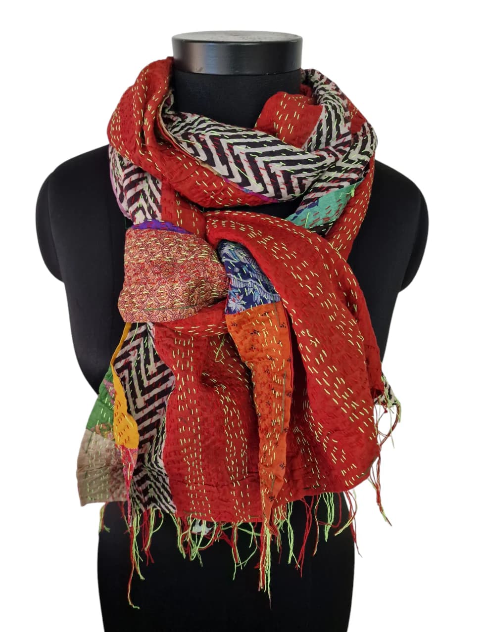 TWO-SIDED SILK SCARF WITH TWO VERY DIFFERENT SIDES